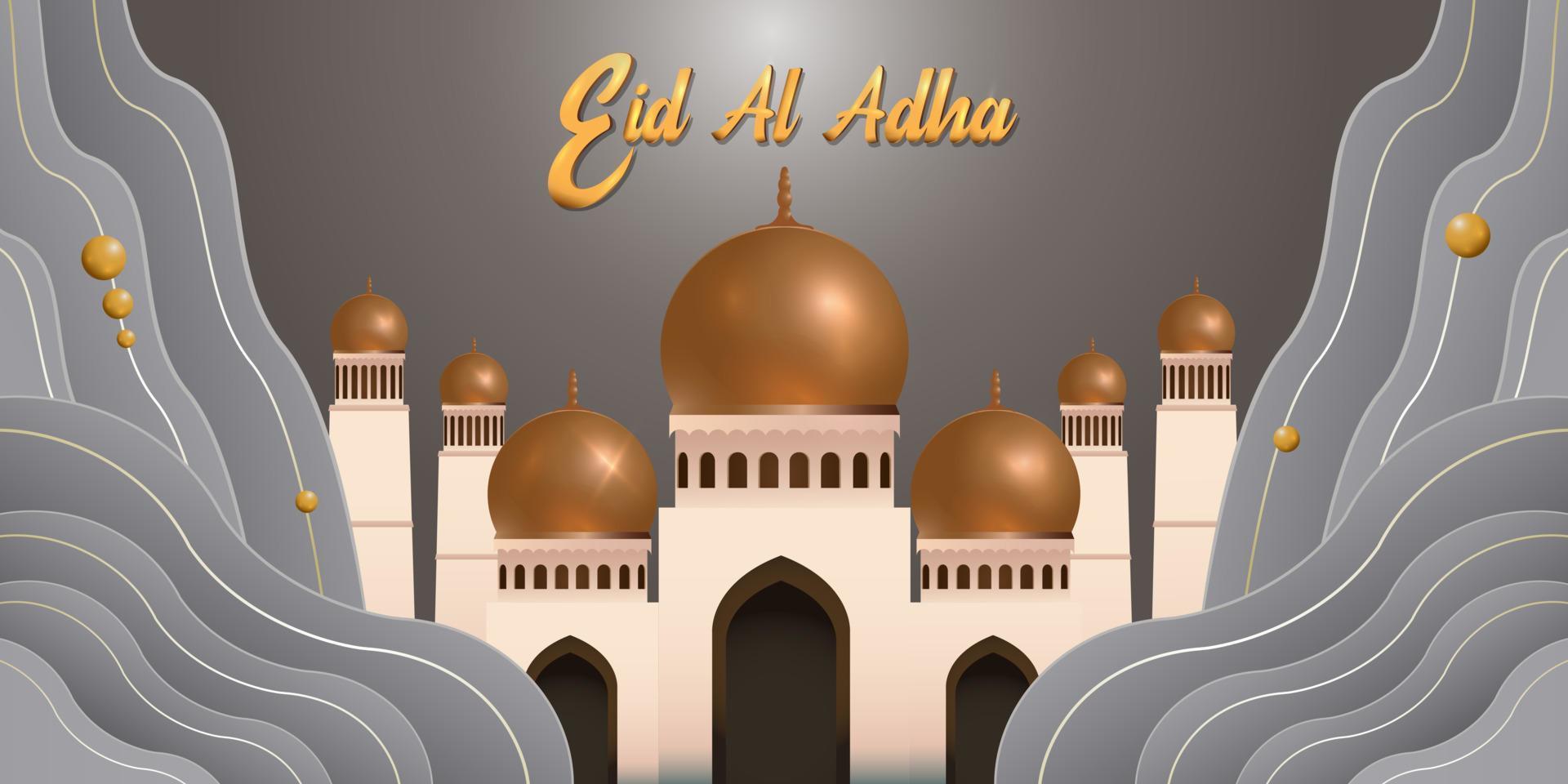 Eid Al Adha Mubarak the celebration of Muslim community festival background design.Vector Illustration. Gray background. vector
