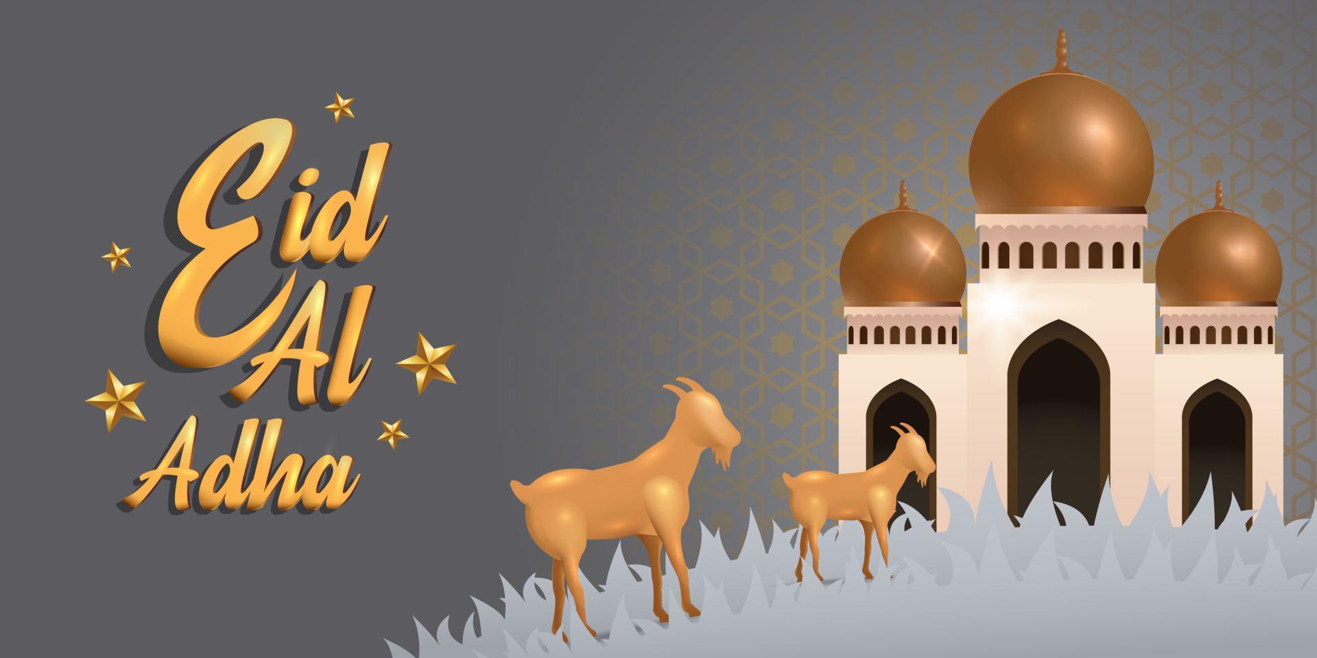 Eid Al Adha Mubarak the celebration of Muslim community festival background design.Vector Illustration. Gray background. vector