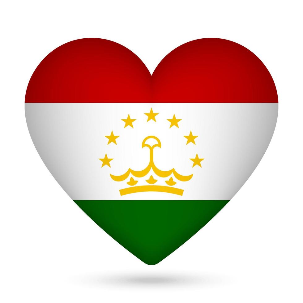 Tajikistan flag in heart shape. Vector illustration.