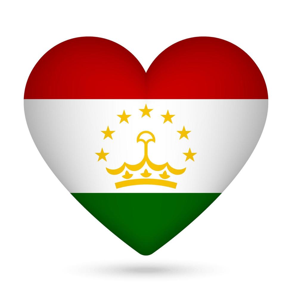 Tajikistan flag in heart shape. Vector illustration.