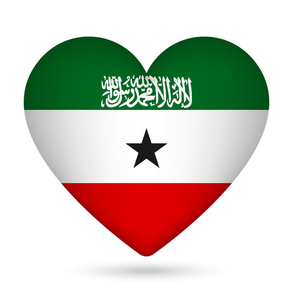 Somaliland flag in heart shape. Vector illustration.