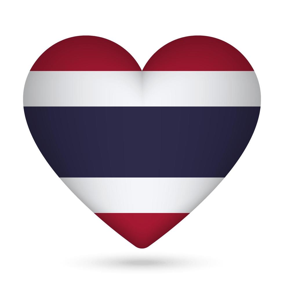 Thailand flag in heart shape. Vector illustration.