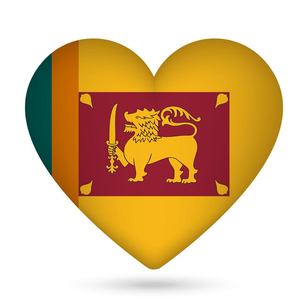 Sri Lanka flag in heart shape. Vector illustration.