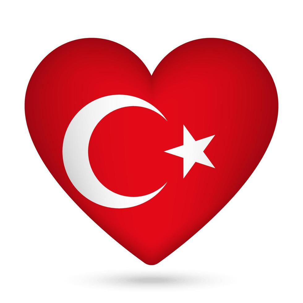 Turkey flag in heart shape. Vector illustration.