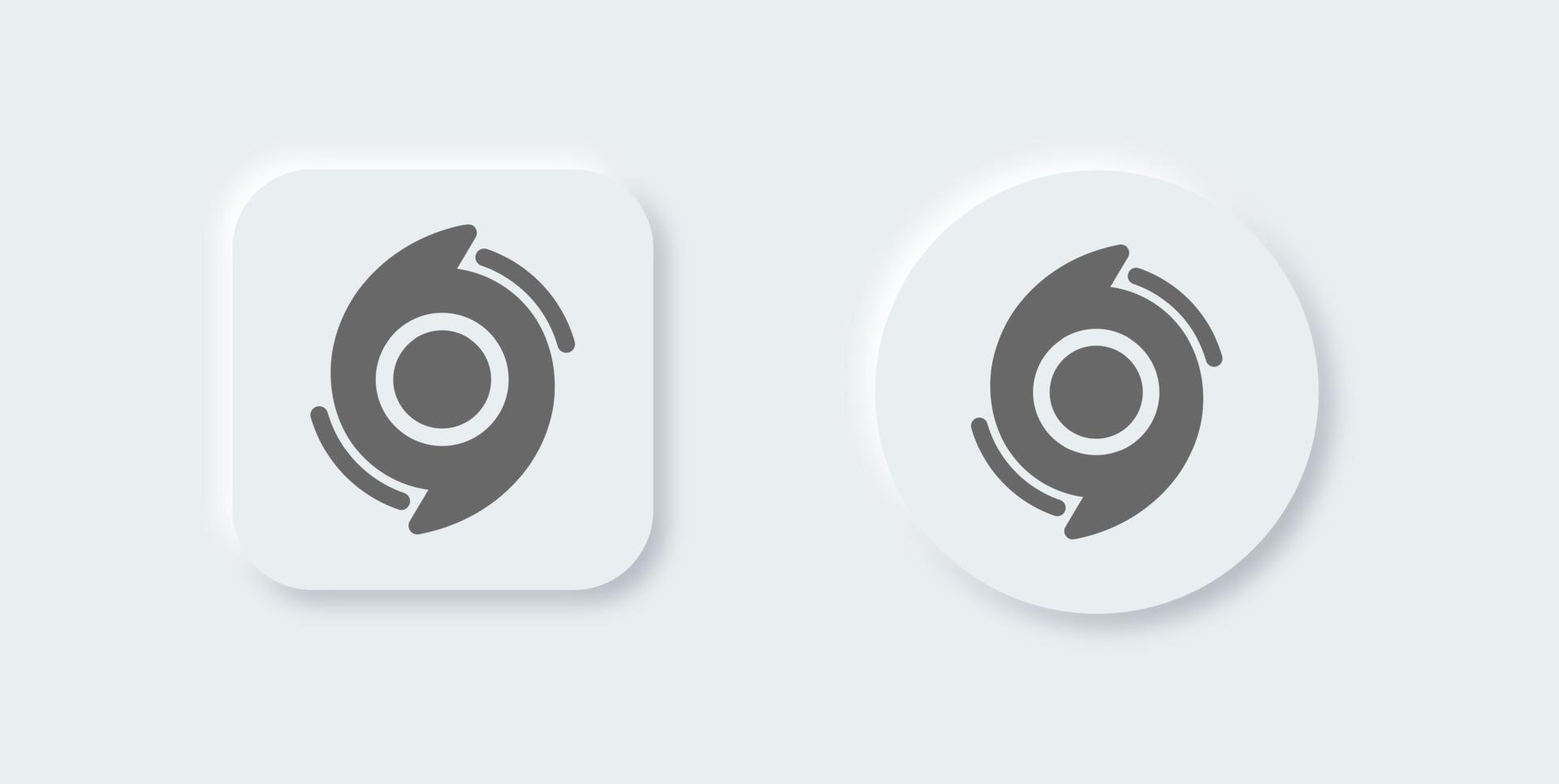 Hurricane solid icon in neomorphic design style. Storm signs vector illustration.