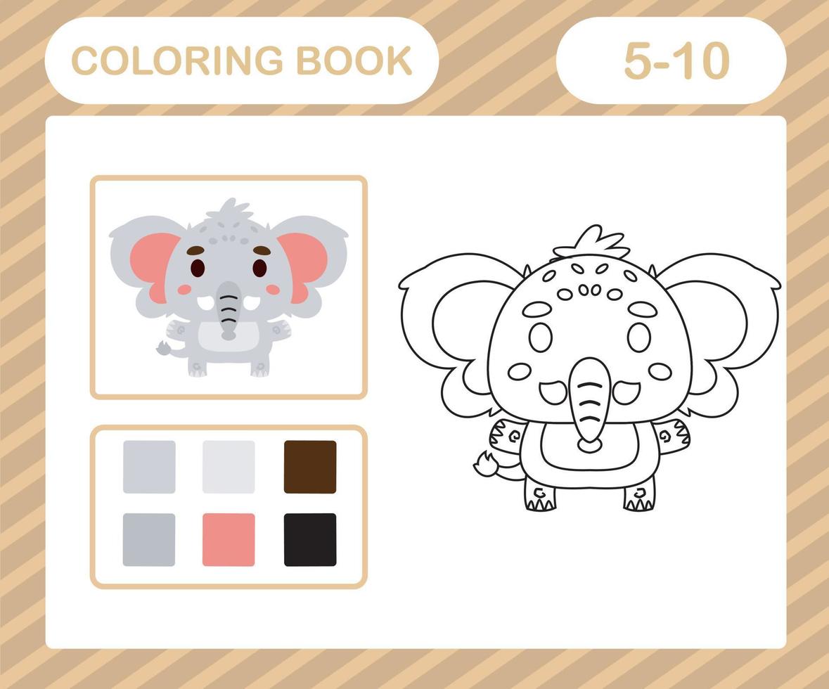 coloring book or page cartoon cute elephant,education game for kids age 5 and 10 Year Old vector
