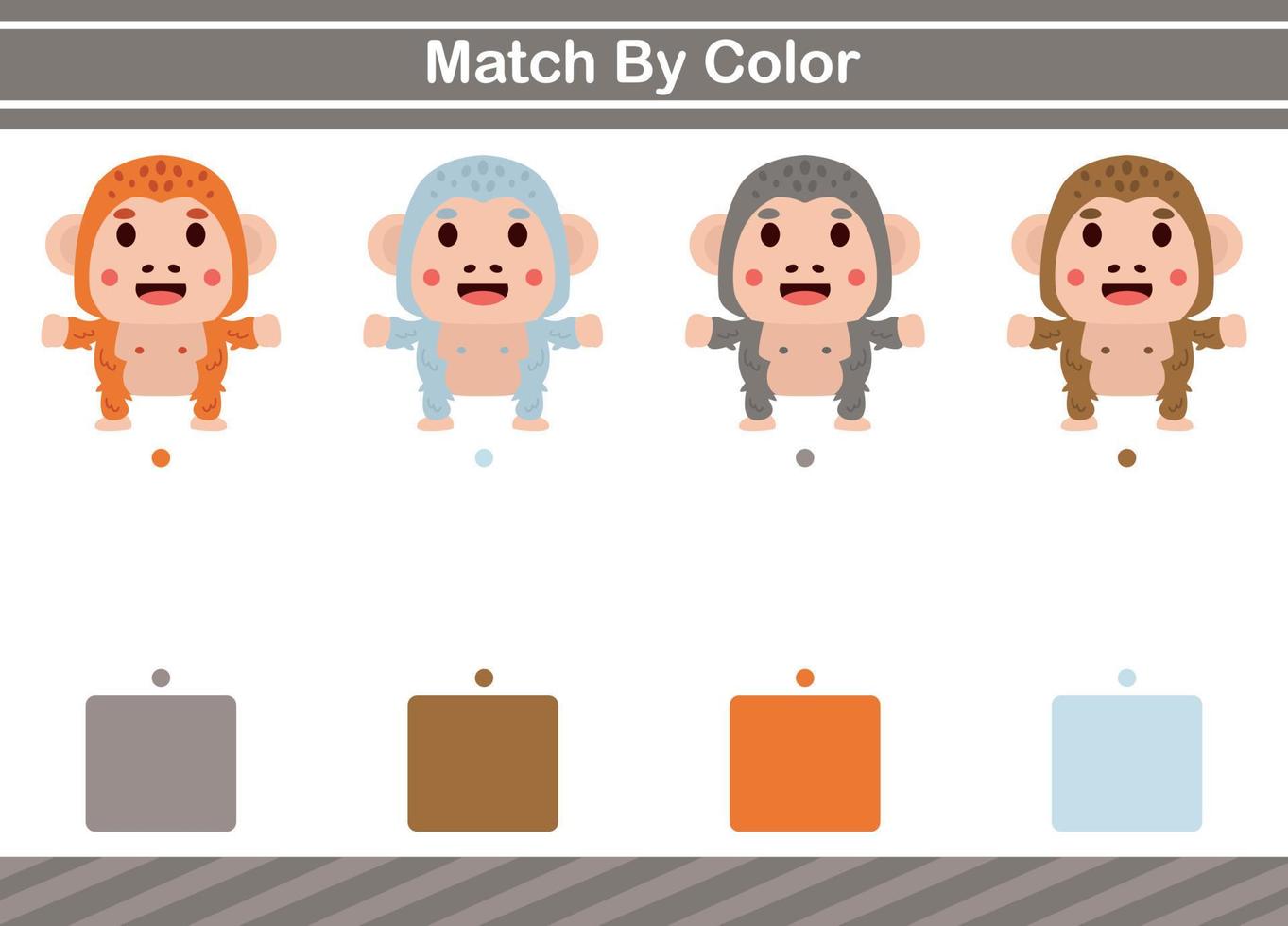 Match by color of animal Educational game for kindergarten Matching game for kids vector