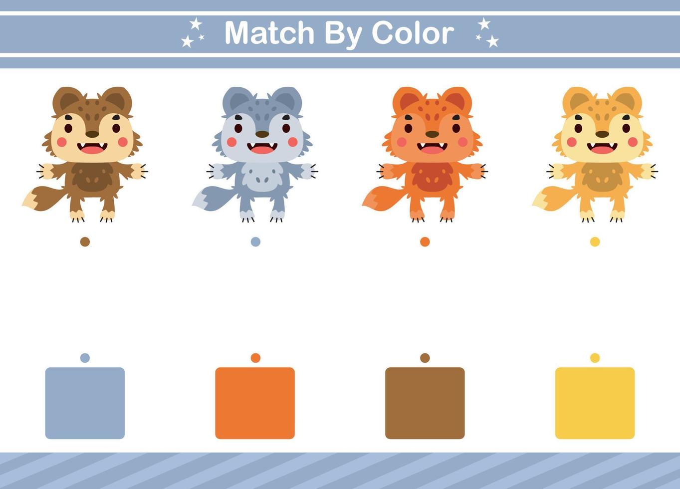 Match by color of animal Educational game for kindergarten Matching game for kids vector