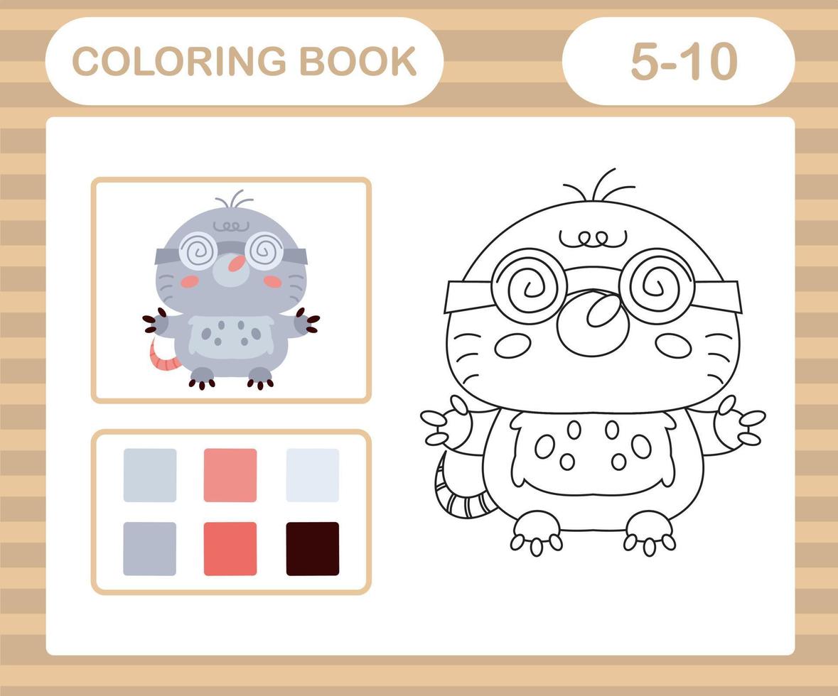 coloring book or page cartoon cute mole,education game for kids age 5 and 10 Year Old vector