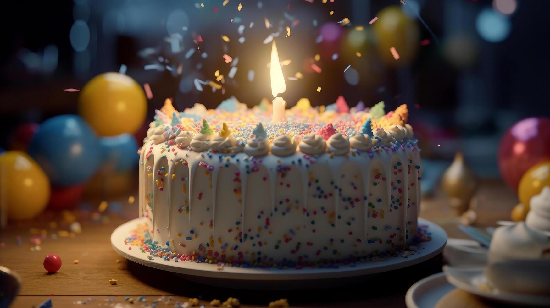 Happy Birthday background with cake. Illustration photo