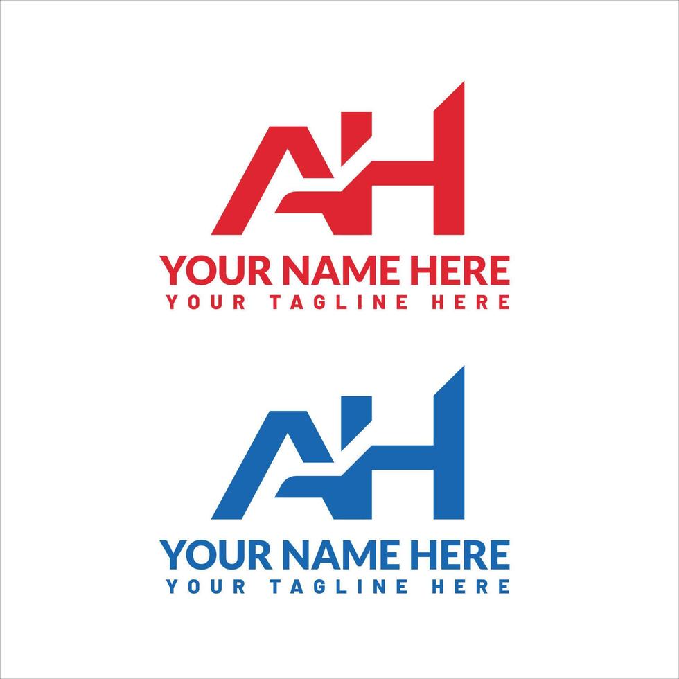 AH letter logo or ah text logo and ah word logo design. vector