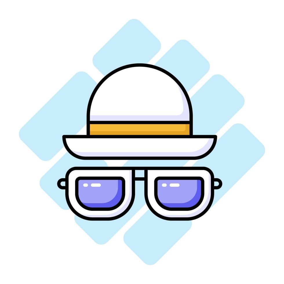 agarrar esta increíble icono de sombrero y lentes en de moda estilo, playa accesorios vector diseño
