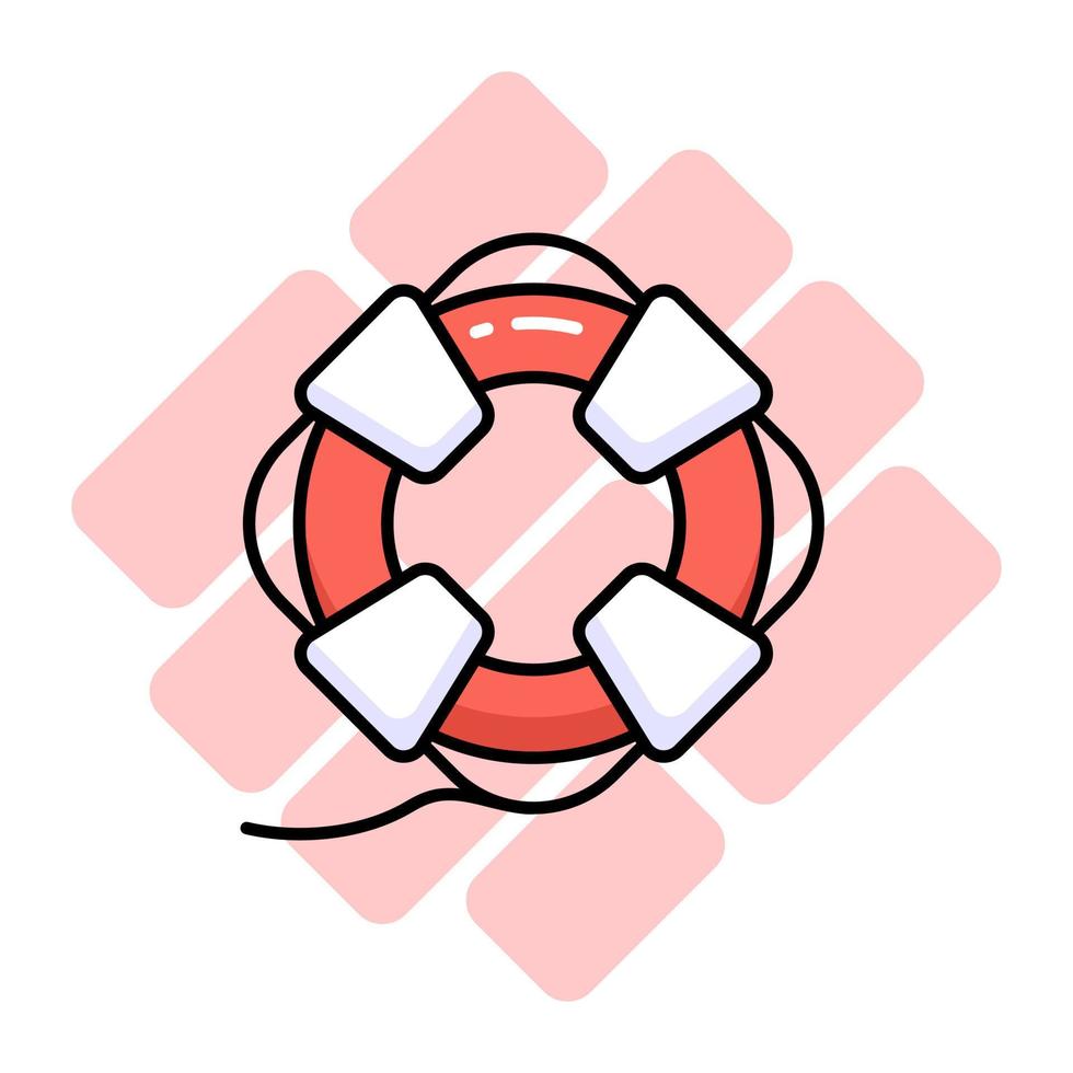 Lifebuoy icon in cute style isolated on white background, beautiful vector of lifeguard