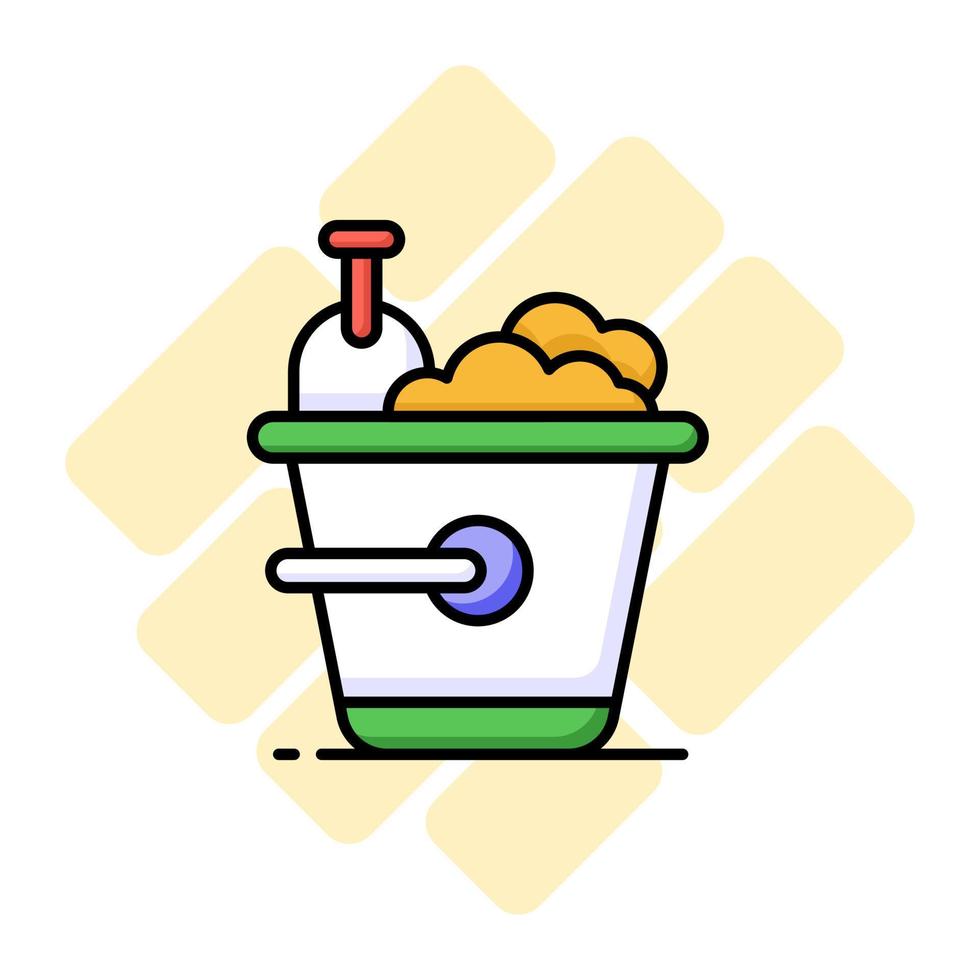 Sand bucket icon represents a small pail used for carrying and playing with sand at the beach or in a sandbox vector