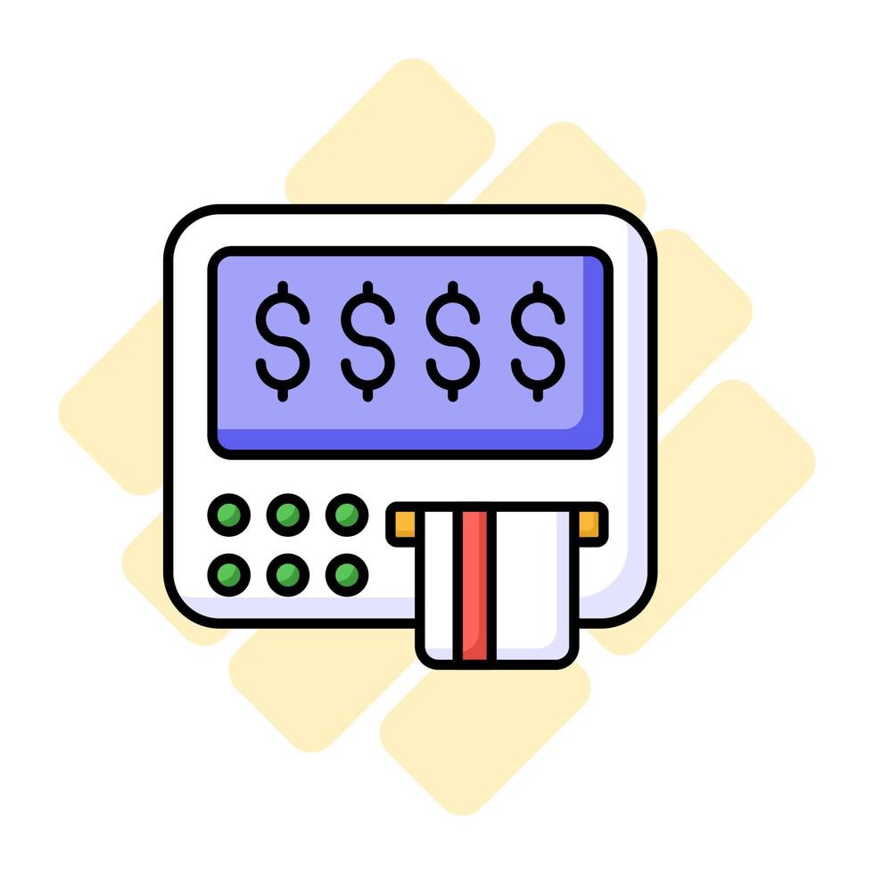 The ATM icon represents a machine that dispenses cash and allows customers to perform banking transactions vector