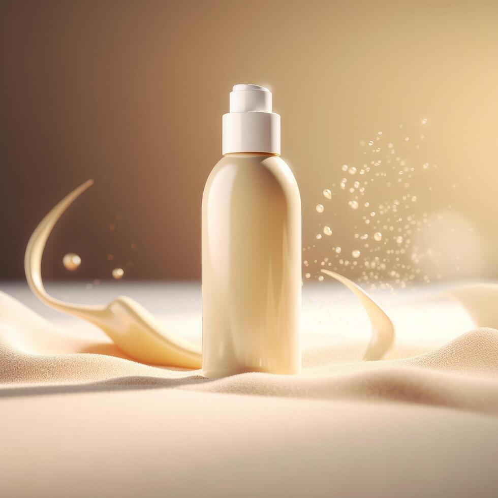 cosmético protección de la piel crema botella. ilustración ai generativo foto