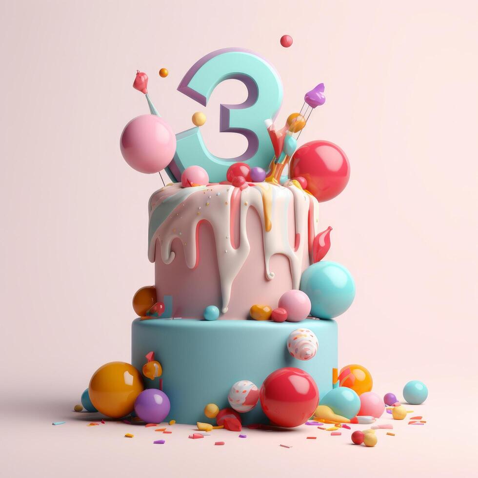 Happy Birthday background with cake. Illustration photo