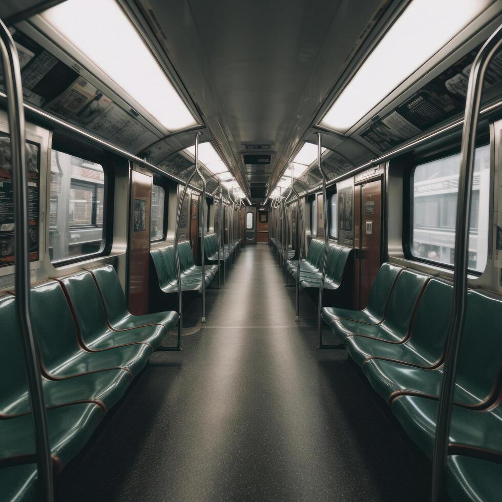 Inside of an empty subway train Illustration photo