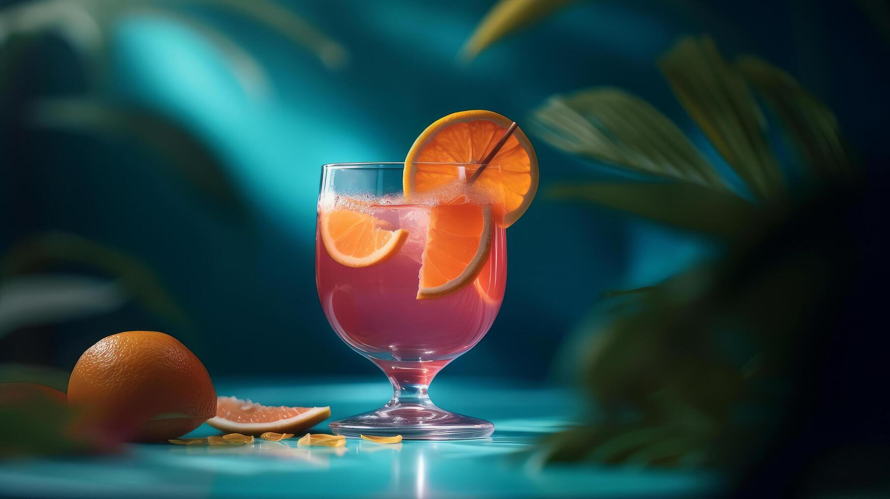 Summer vivid background with cocktail. Illustration photo