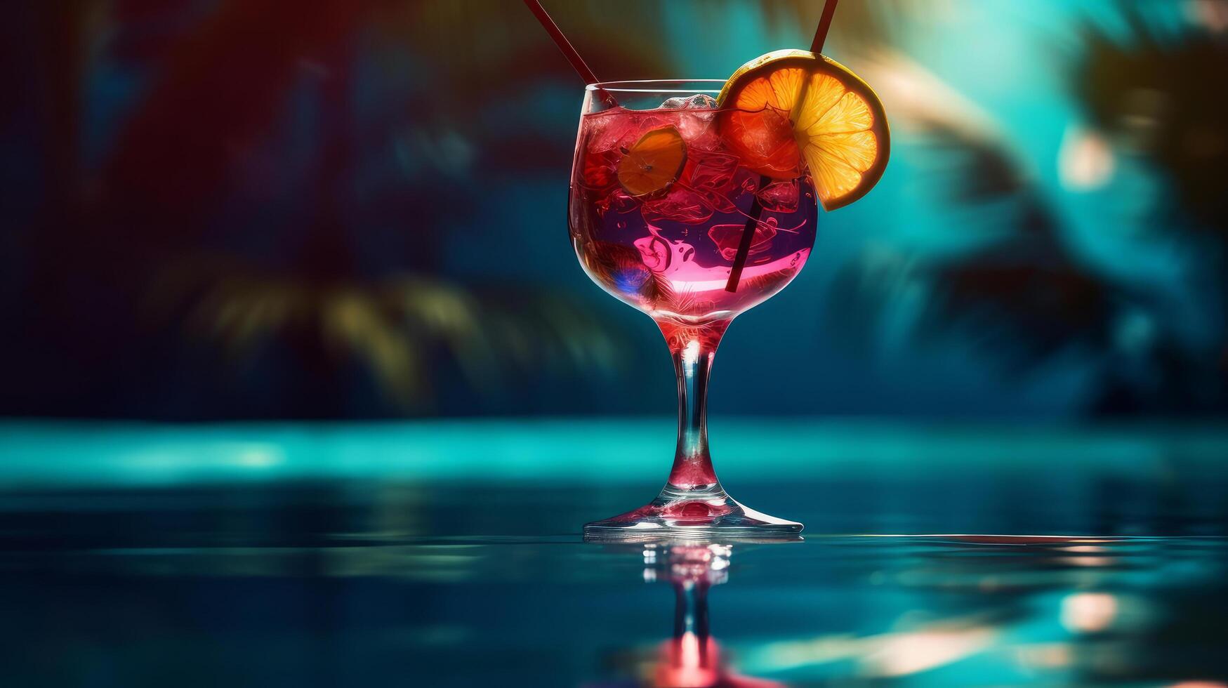 Summer vivid background with cocktail. Illustration photo