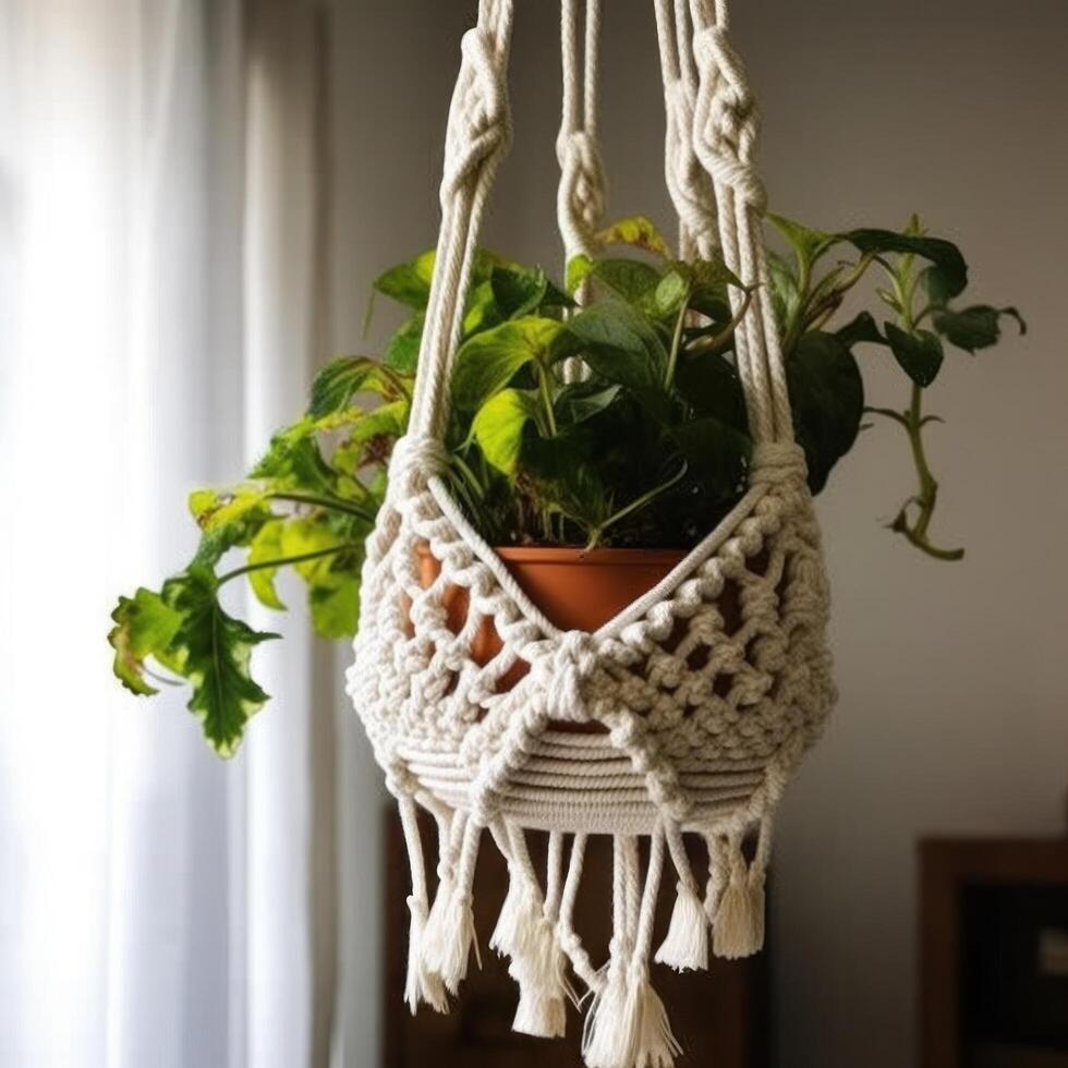 Handmade macrame design. Illustration photo