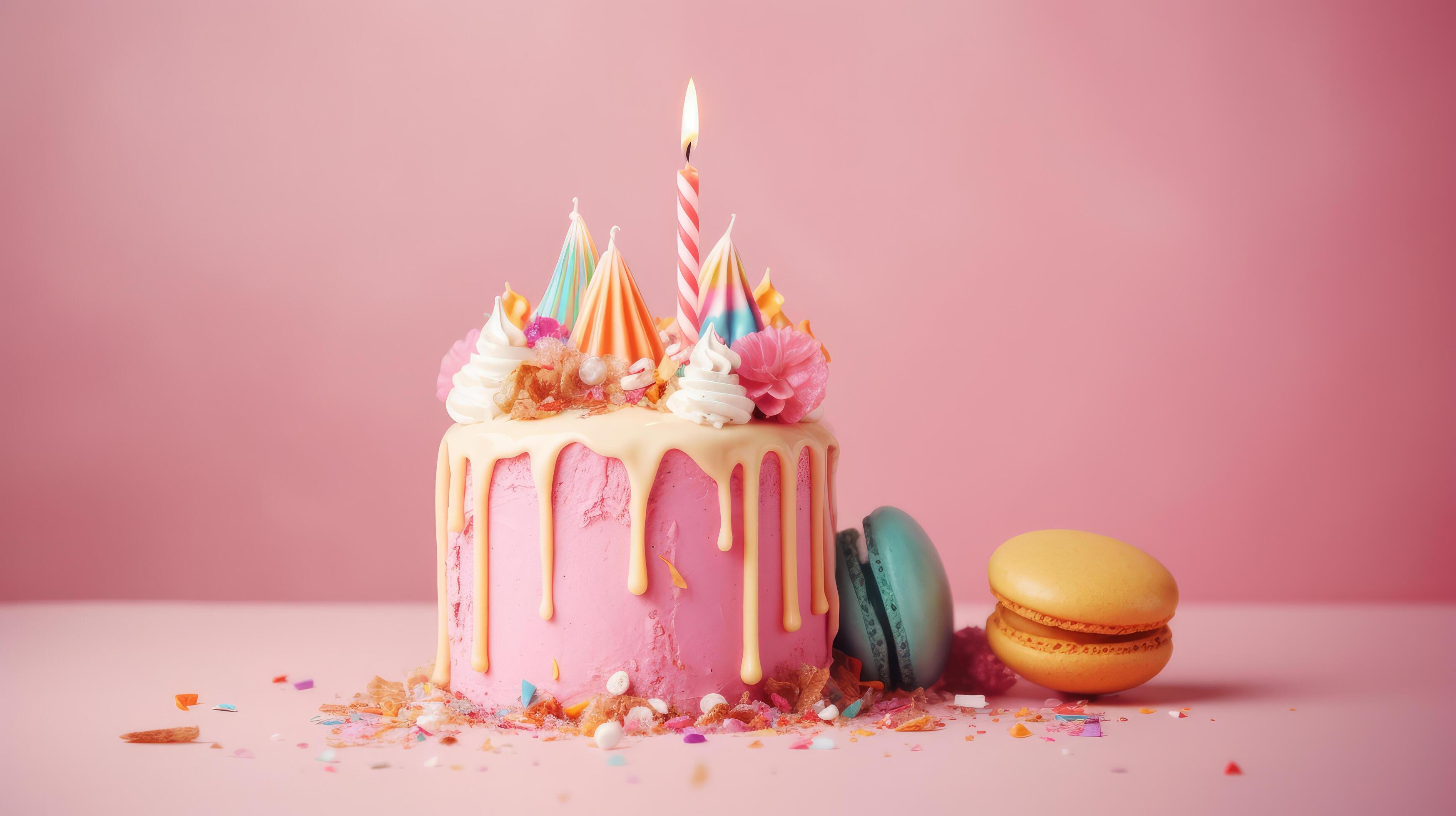 Happy Birthday background with cake. Illustration 23131017 Stock Photo