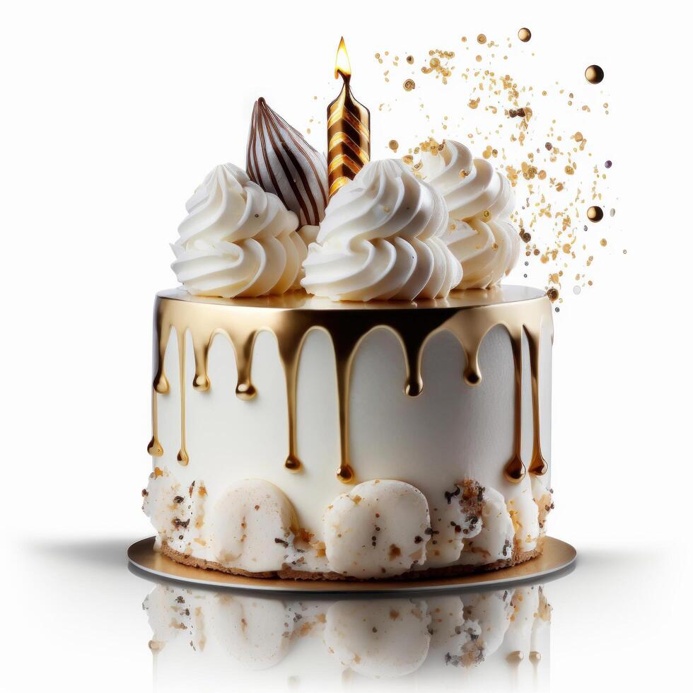 Happy Birthday background with cake. Illustration photo