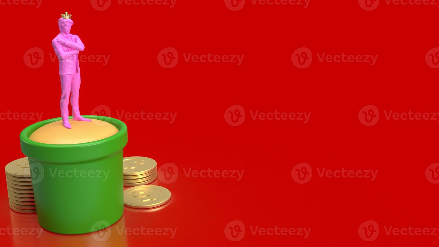 pink figure business man and coins 3d rendering photo