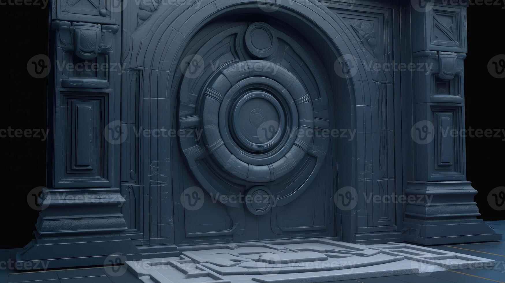 elements of architectural decorations of buildings, old doors with arches, gates with bars, on the streets in Catalonia, public places.. Created with photo