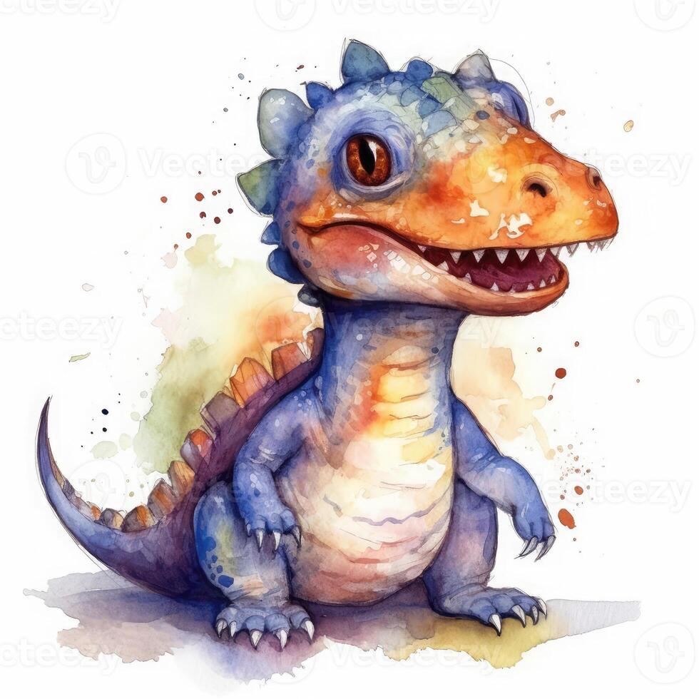 watercolour style baby dragon . photo