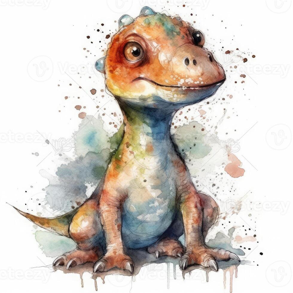 watercolour style baby dragon . photo