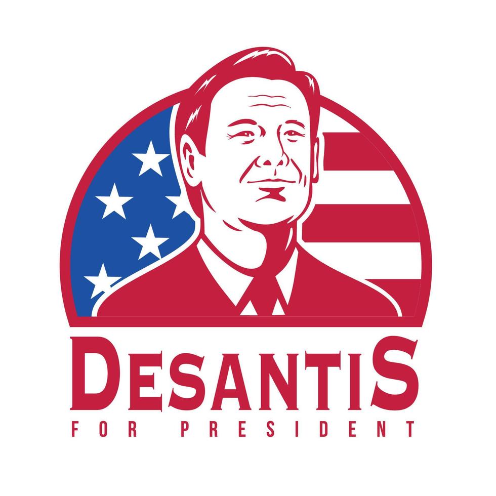 American Republican and Florida Governor Ronald Dion Desantis for President 2024 vector