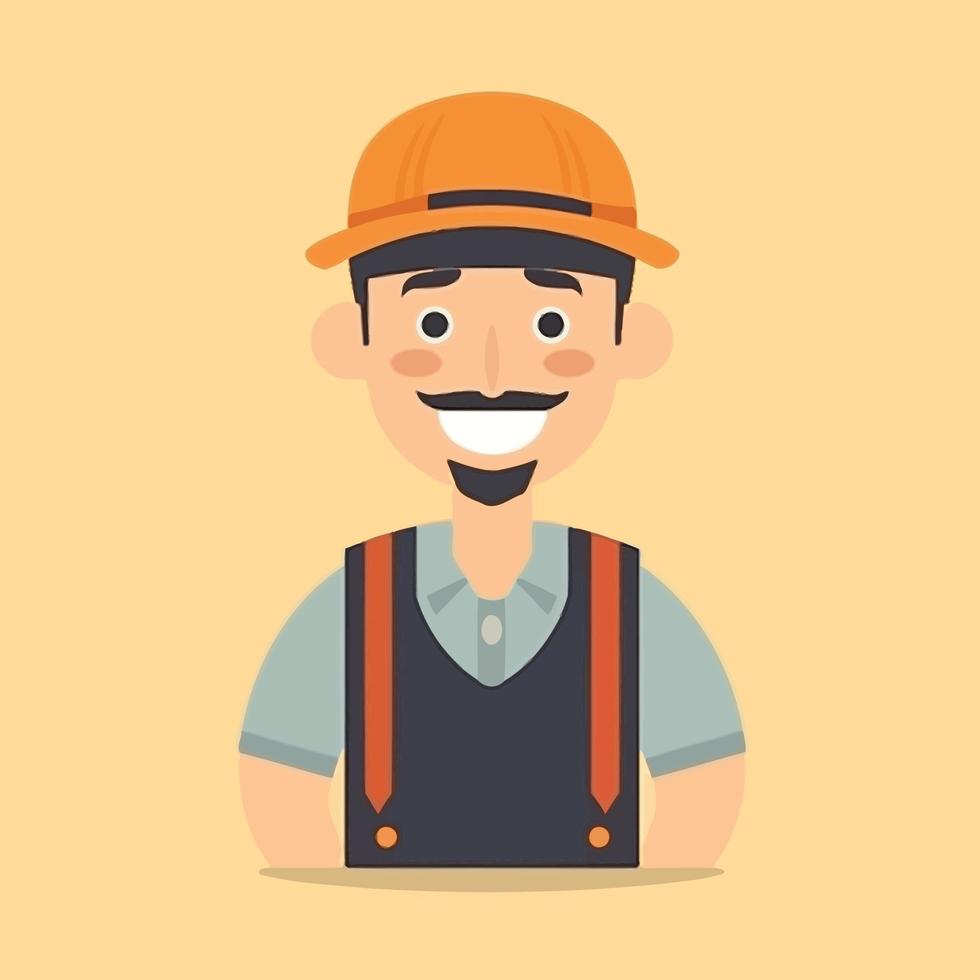 Vector working man smiling cartoon labor