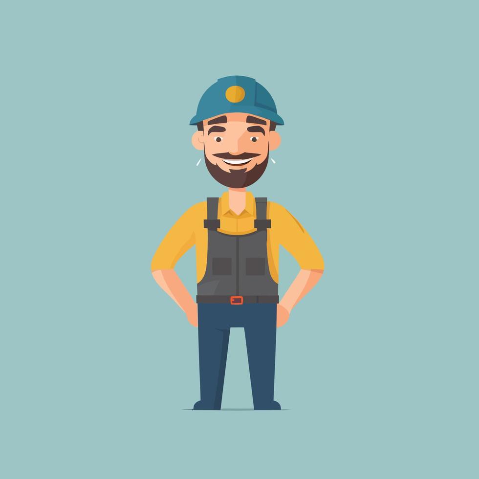 Vector working man smiling cartoon labor