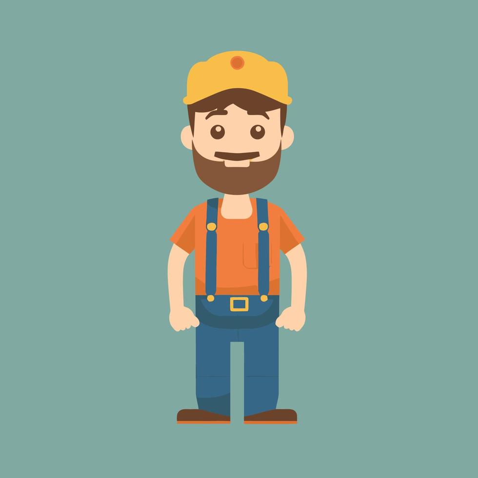 Vector working man smiling cartoon labor