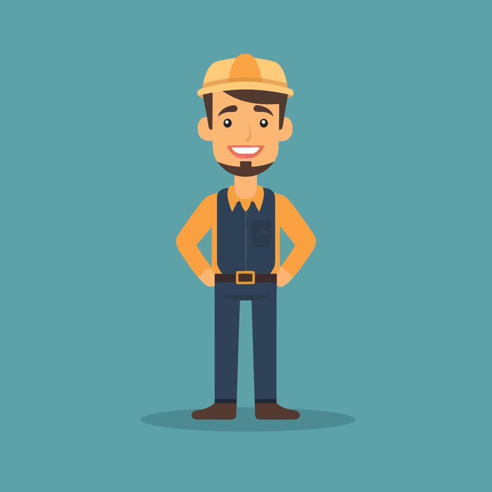 Vector working man smiling cartoon labor