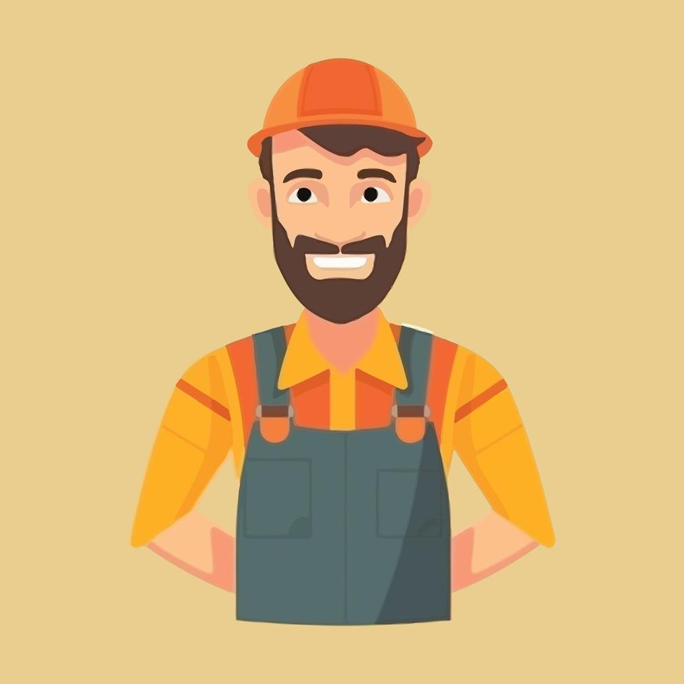 Vector working man smiling cartoon labor