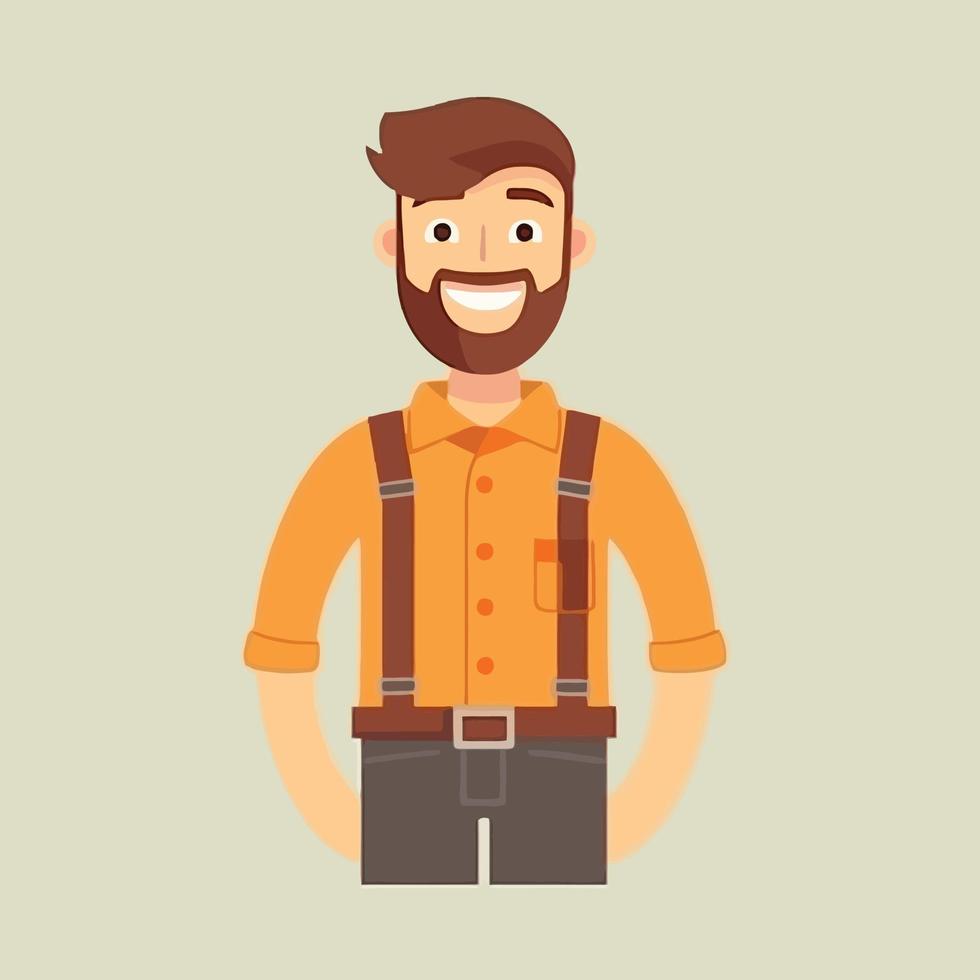 Vector working man smiling cartoon labor