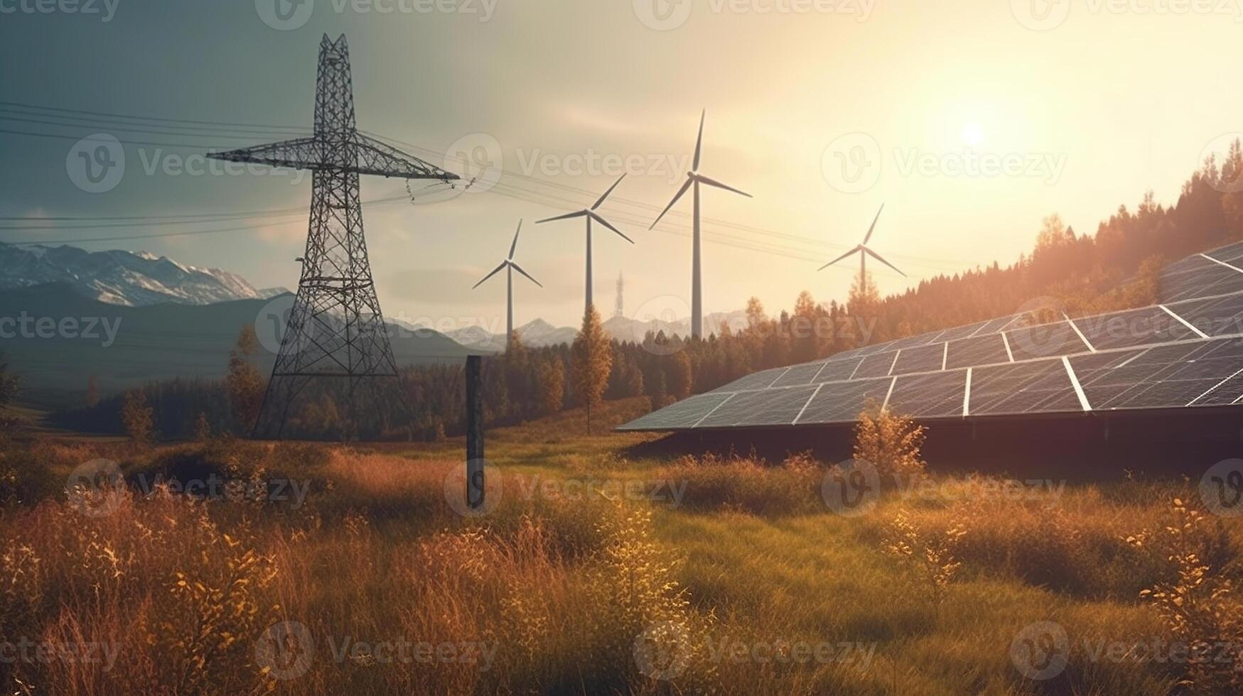 electricity power in nature. clean energy concept. , Image photo