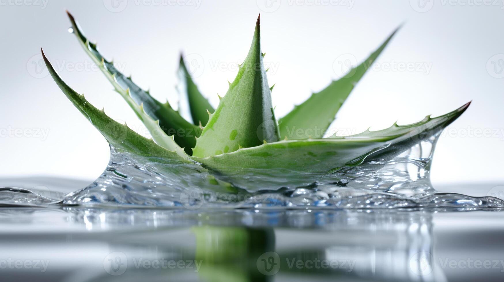 aloe vera with water behind and white background , image photo