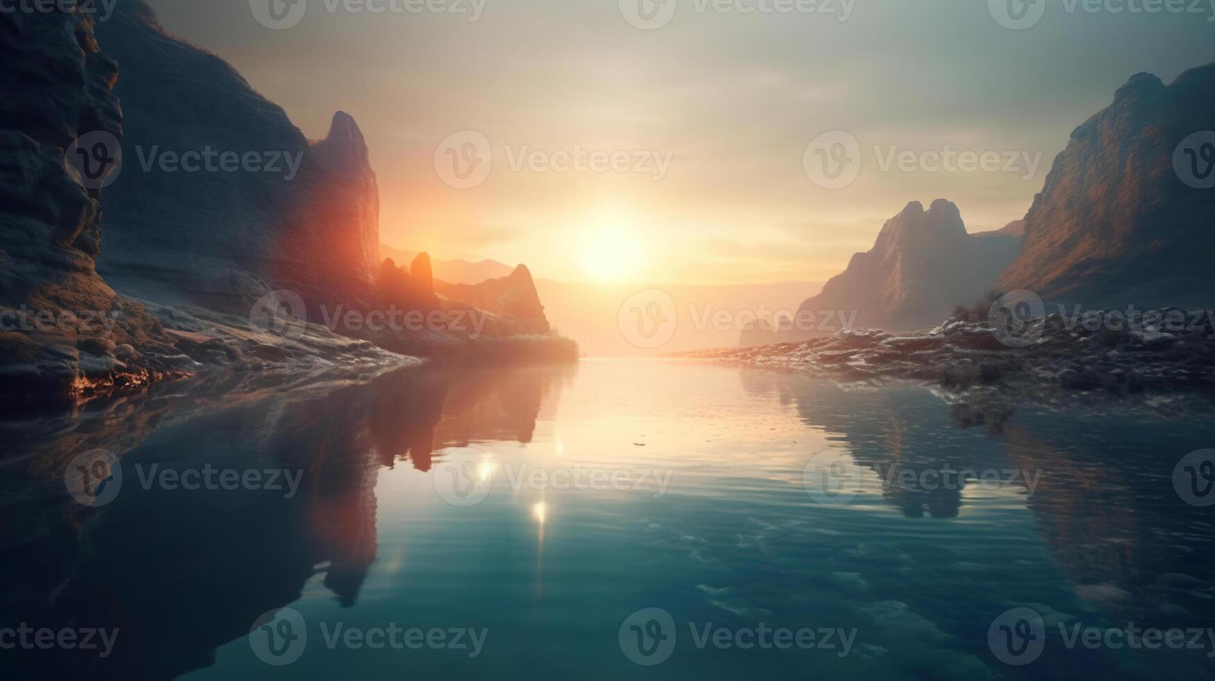 futuristic landscape with cliff, Image photo