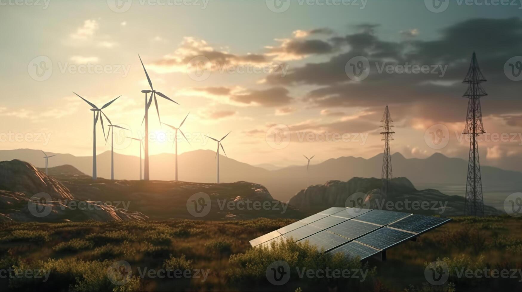 electricity power in nature. clean energy concept. , Image photo