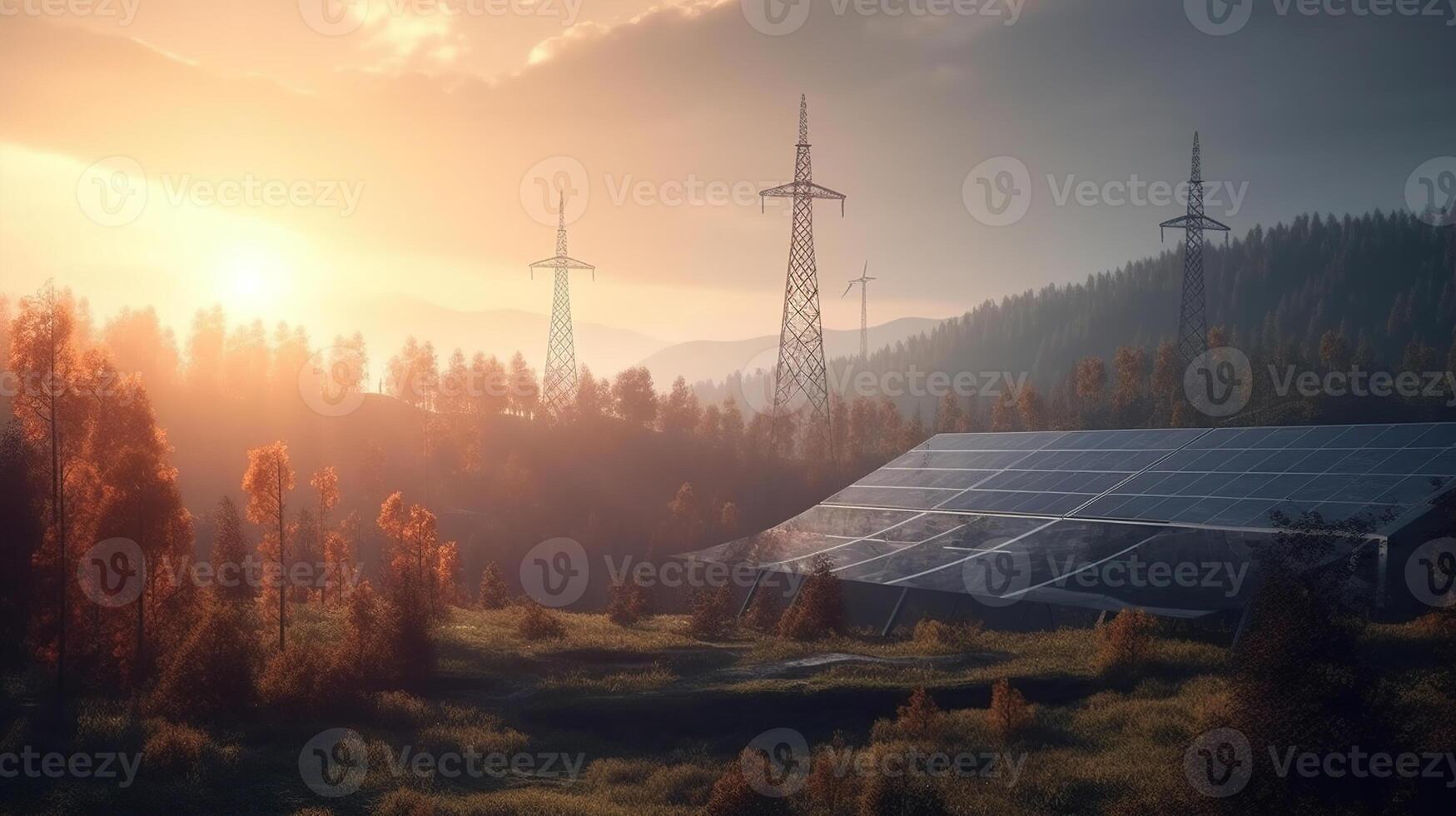 electricity power in nature. clean energy concept. , Image photo