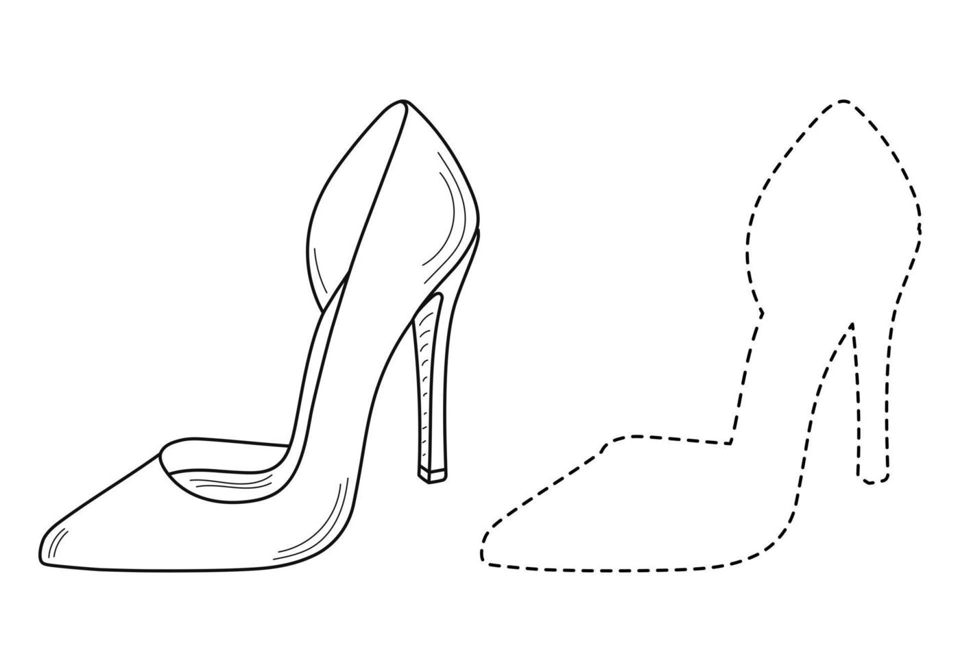 dibujo boceto silueta de contorno de zapatos de mujer de moda. estilo de línea y trazos de pincel vector