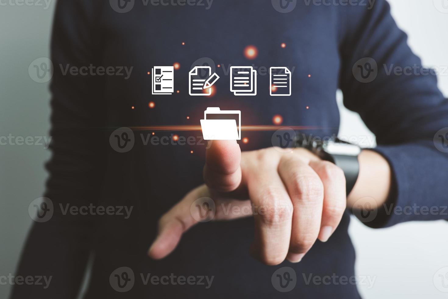 Document Management System DMS, Online document database management, Organization document Organized, automated processes to manage files, ERP enterprise efficient, business technology. photo