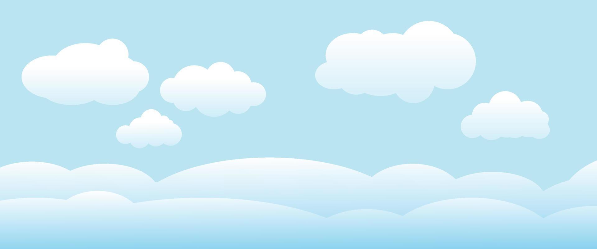 nubes y cielo, fondo de naturaleza meteorológica, banner horizontal, ilustración vectorial. vector