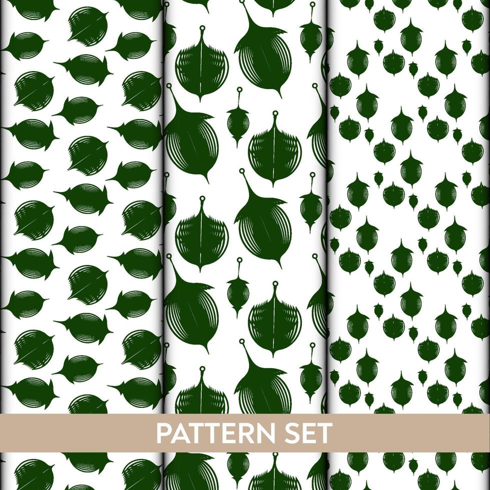 green abstract floral pattern set template vector