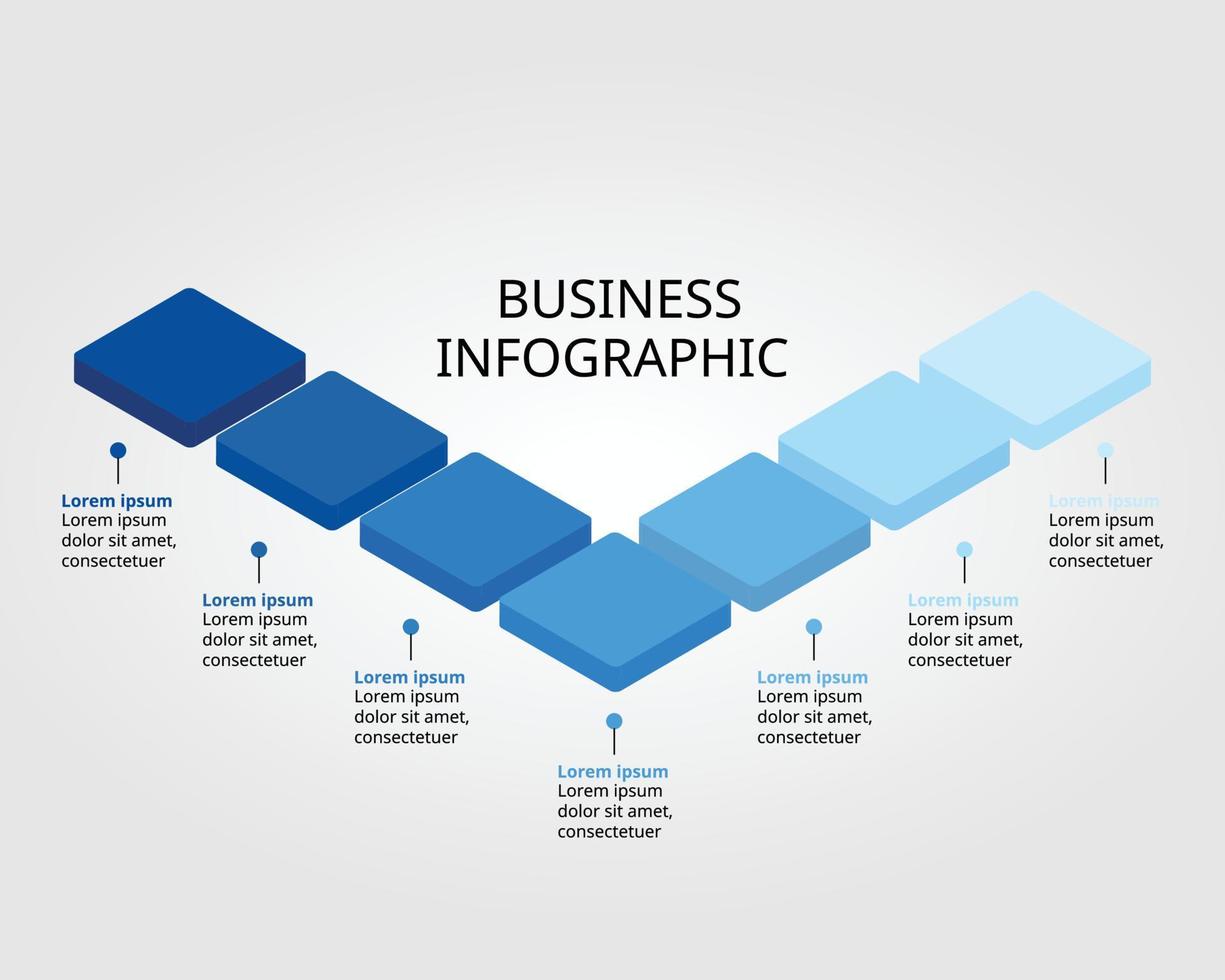 azul cuadrado gráfico modelo para infografía para presentación para 7 7 elemento vector