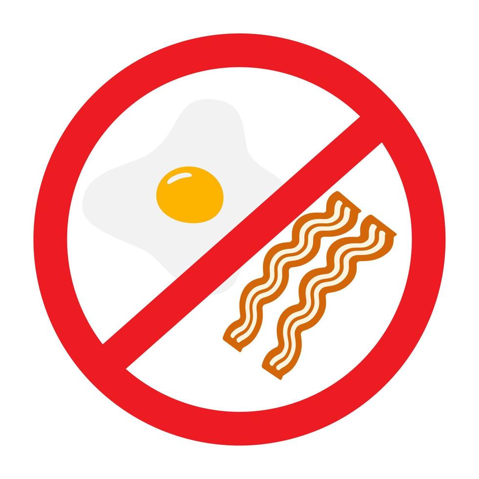 Fried eggs with strips of bacon in trendy color combination under the ban. Quick breakfast. Isolate vector