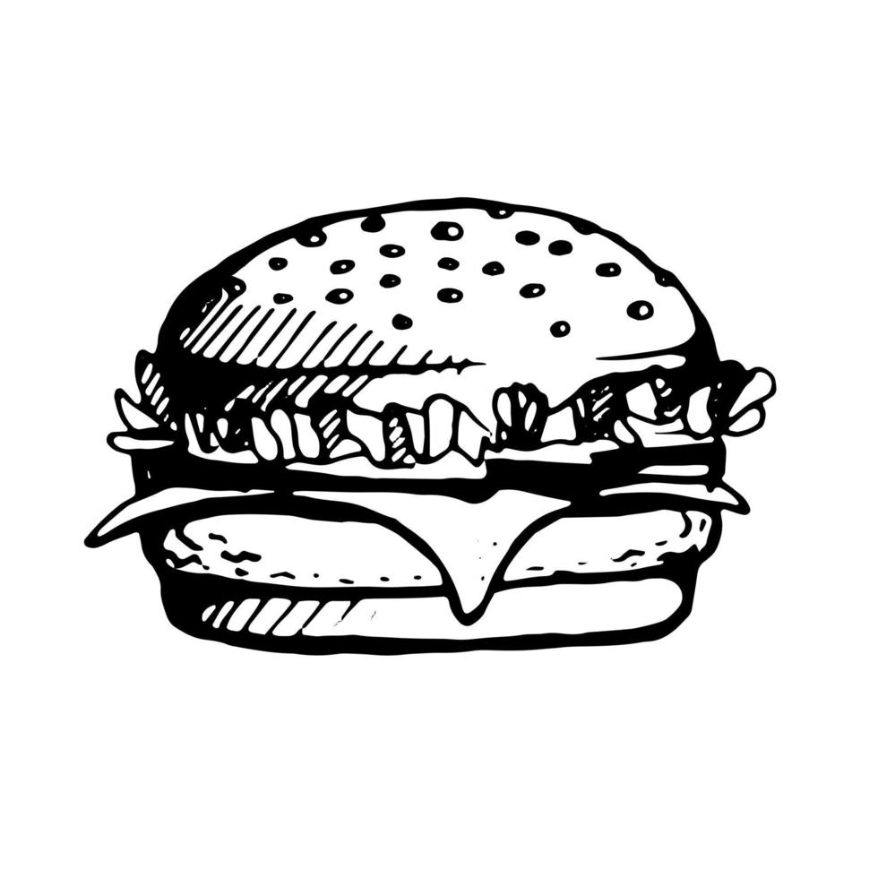 Burger. Street food. Vector clipart